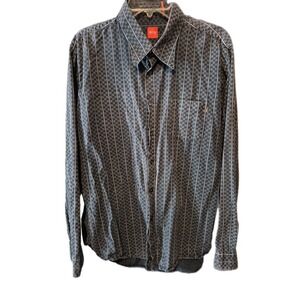 Vintage Hugo Boss Orange Label Mens XXL Retro Geometric Striped Cotton Poland